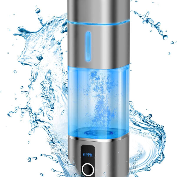 6000PPB Hydrogen Water Bottle, 2 Modes Rechargeable Portable Hydrogen Water Bottle Generator, Ion Water Bottle with LED Display, Water Ionizer Machine Suitable for Office, Travel and Daily Drinking