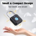 Fingerprint Padlock, Pothunder Smart Padlock, Locker Lock, Combination Lock, Fingerprint Lock with APP Unlock, USB Rechargeable, Suitable for Gym Locker, Door, Locker(Black)