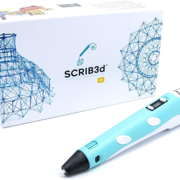 SCRIB3D P1 3D Printing Pen with Display - Includes 3D Pen, 3 Starter Colors of PLA Filament, Stencil Book + Project Guide, and Charger