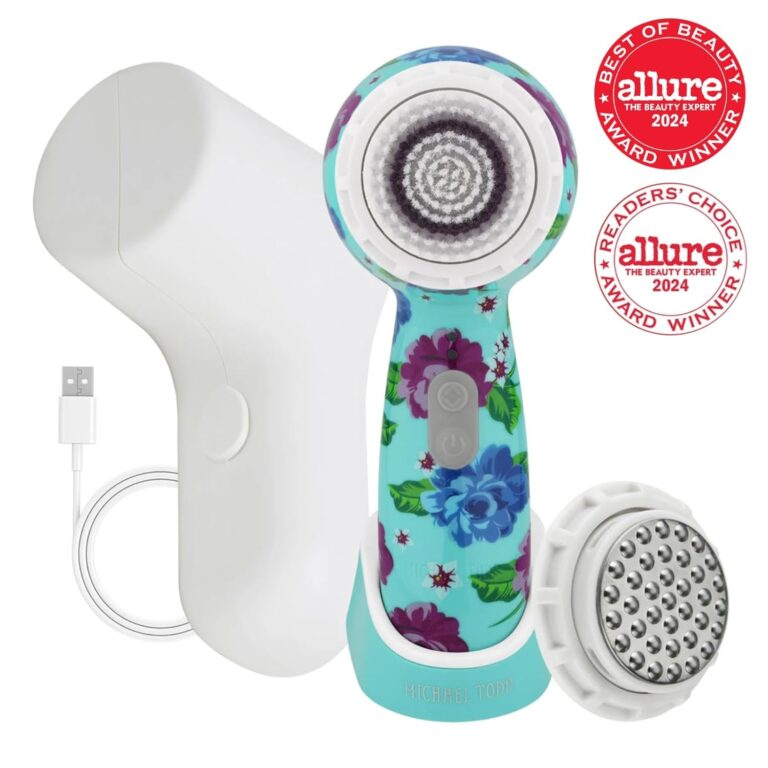 Michael Todd Beauty Soniclear Allure 2024 Best of Beauty Winner Facial Cleansing + Exfoliation Brush System with 3 Speeds, Serum Infusion Head + Travel Case