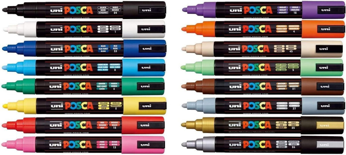 Posca Paint Marker Pen - PC-5M Extra Fine 1.8-2.5 Mm, 16 Colors