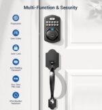 Veise Fingerprint Door Lock, Keyless Entry Door Lock, Electronic Keypad Deadbolt, Biometric Smart Locks for Front Door, Auto Lock, Anti-Peeking Password, Easy Install, Matte Black