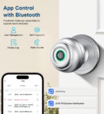 Fingerprint Door Lock, Smart Fingerprint Door Knob with Lock, Biometric Door Lock with App Control & Key, Keyless Thumbprint Entry Door Lock for Bedroom, Front Door, Home, Apartment-Dark Black