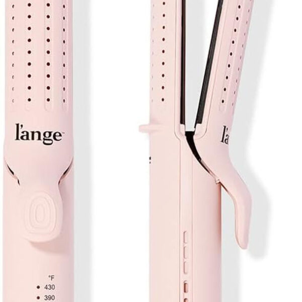 L'ANGE HAIR Le Duo Grande 360° Airflow Styler | 2-In-1 Curling Wand & Titanium Flat Iron Professional Hair Straightener and Curler with Cooling Air Vents to Lock in Style | Adjustable Temp (Blush)