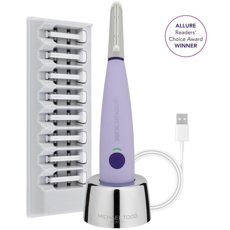 Michael Todd Beauty - Sonicsmooth – SONIC Technology Dermaplaning Tool - 2 in 1 Women’S Facial Exfoliation & Peach Fuzz Hair Removal System with 8 Weeks of Safety Edges