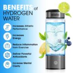 Elate Hydrogen Water Bottle - 14Oz Portable Hydrogen Water Ionizer Generator - SPE PEM Technology - Generates Hydrogenated Rich Infused Drinking Water 1600Ppb in 3 Minutes (Silver)