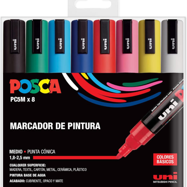 Posca UNI Set PC 5M Basic – Pack of 8 Markers