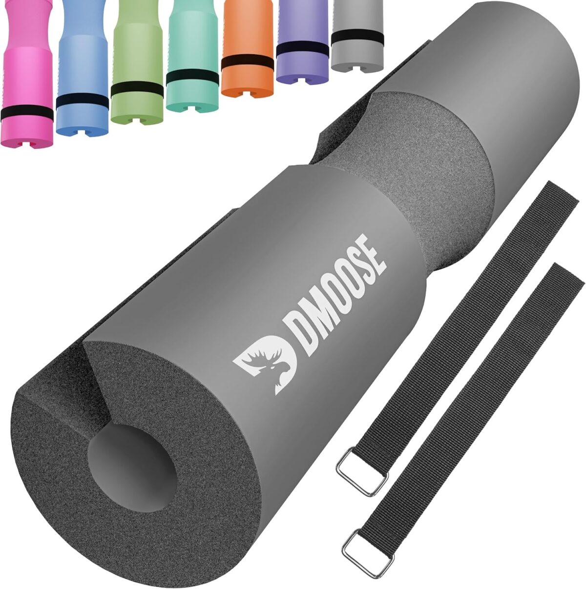 Dmoose Fitness Barbell Pad - Hip Thrust Pad for Squats & Lunges - Relief Pressure from Neck, Shoulder & Lower Back - Non-Slip EVA Foam Squat Pad with Safety Straps - Gym Pad for Standard & Olympic Bar