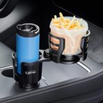 2 in 1 Large Car Cup Holder Extender Adapter THIS HILL with Adjustable Base, Wider Diameter, Universal Car Cup Holder and Organizer for Snack Bottles Cups Drinks New Upgraded