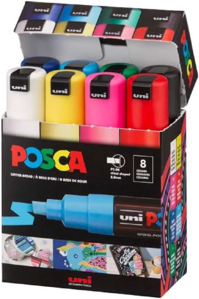 Posca Mitsubishi Pencil PC8K8C Broad Point, 8 Colors