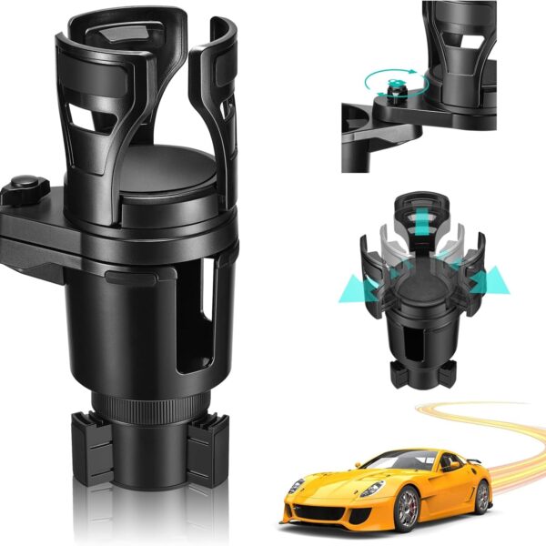 THIS HILL Cup Holder Expander for Car, Upgrade 2 in 1 Car Cup Holder Extender with 360° Rotating & Locking Function,All Purpose Car Cup with Adjustable Base, Suitable for Large Water Cups and Drinks