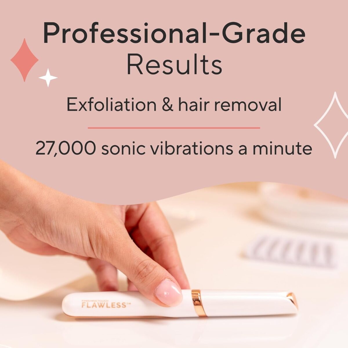 Finishing Touch Flawless Dermaplane Glo Sonic Lighted Facial Exfoliator, Electric Vibrating Dermaplane Razor for Dermaplaning, Facial Hair Removal, 6 Replacement Heads