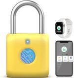 Fingerprint Padlock, Pothunder Smart Padlock, Locker Lock, Combination Lock, Fingerprint Lock with APP Unlock, USB Rechargeable, Suitable for Gym Locker, Door, Locker(Black)