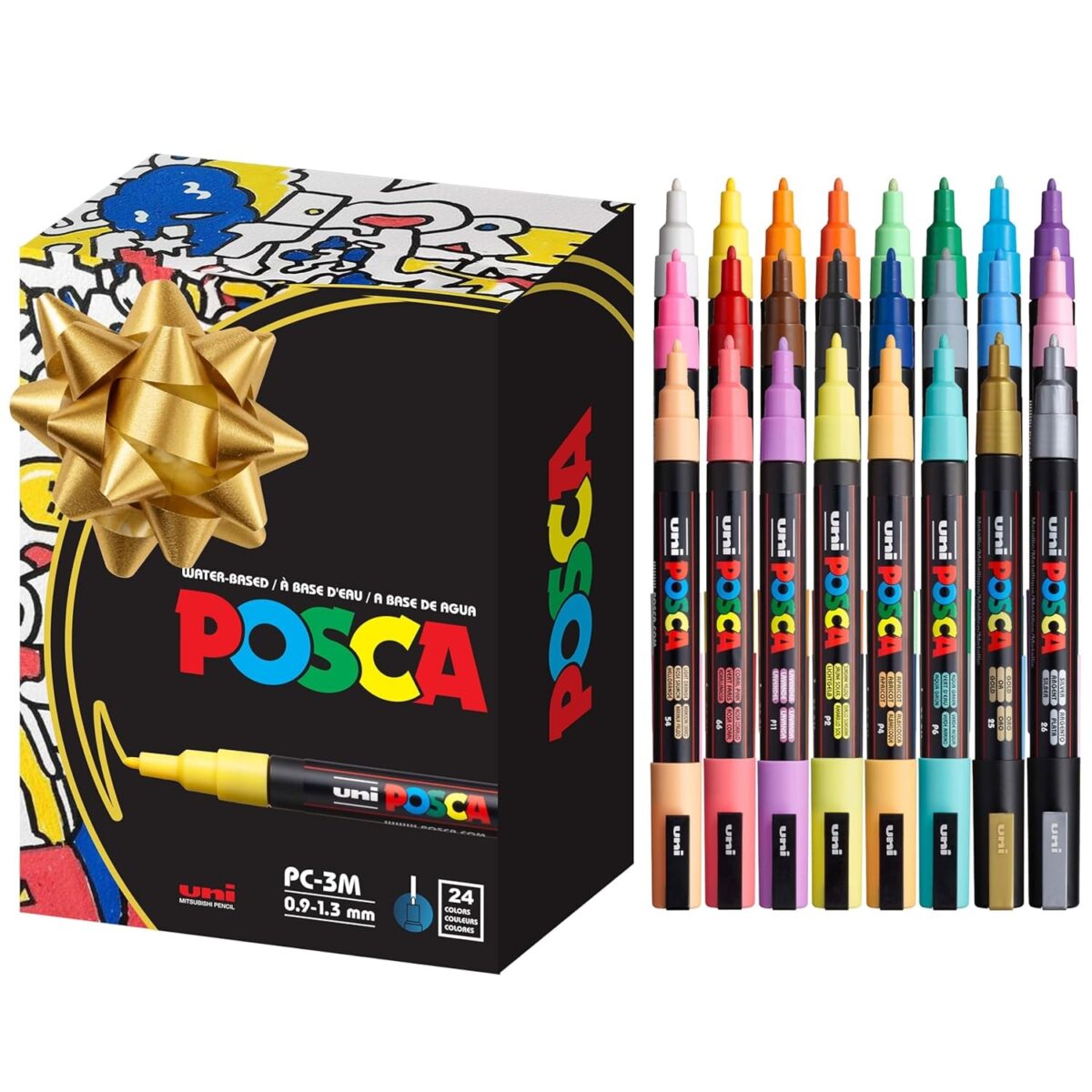 24 Posca Paint Markers, 3M Fine Coloring Markers with Reversible Tips, Posca Marker Set of Acrylic Paint Pens | Posca Pens for Art Supplies, Fabric Paint, Fabric Markers, Paint Pen, Art Markers