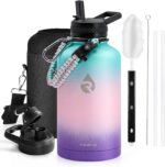 One Gallon Water Bottle Insulated, Triple Walled Vacuum Stainless Steel (Cold for 48 Hrs), Leak Proof & Non-Bpa, Large Water Flask Jug with Paracord Handle & Straw Spout Lids