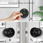 Geektale Fingerprint Door Knob Lock for Bedroom Basement Garage Office with App, Smart Knob,Biometric Thumbprint Fingerprint Door Lock, Entry Private Passage Mode 3In1