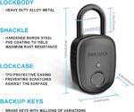 Fingerprint Padlock with Key Backup, 2Keys, Prezlock, Smart Padlock with Keyless Biometric, Suitable for Outdoor and Heavy Duty, IP65 Waterproof.