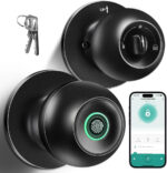 Fingerprint Door Lock, Smart Fingerprint Door Knob with Lock, Biometric Door Lock with App Control & Key, Keyless Thumbprint Entry Door Lock for Bedroom, Front Door, Home, Apartment Office and Garages