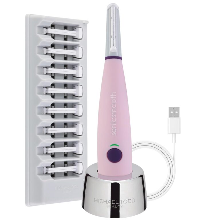 MICHAEL TODD Beauty - Sonicsmooth – SONIC Technology Dermaplaning Tool - 2 in 1 Women’S Facial Exfoliation & Peach Fuzz Hair Removal System with 8 Weeks of Safety Edges