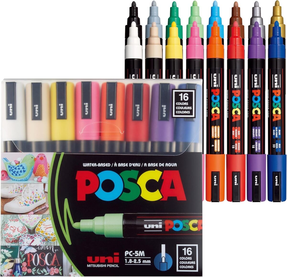 POSCA 8-Color Paint Marker Set, PC-5M Medium