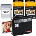 KODAK Mini 2 Retro 4PASS Portable Photo Printer (2.1X3.4 Inches) Initial 8 Sheets + 60 Sheets Bundle, White