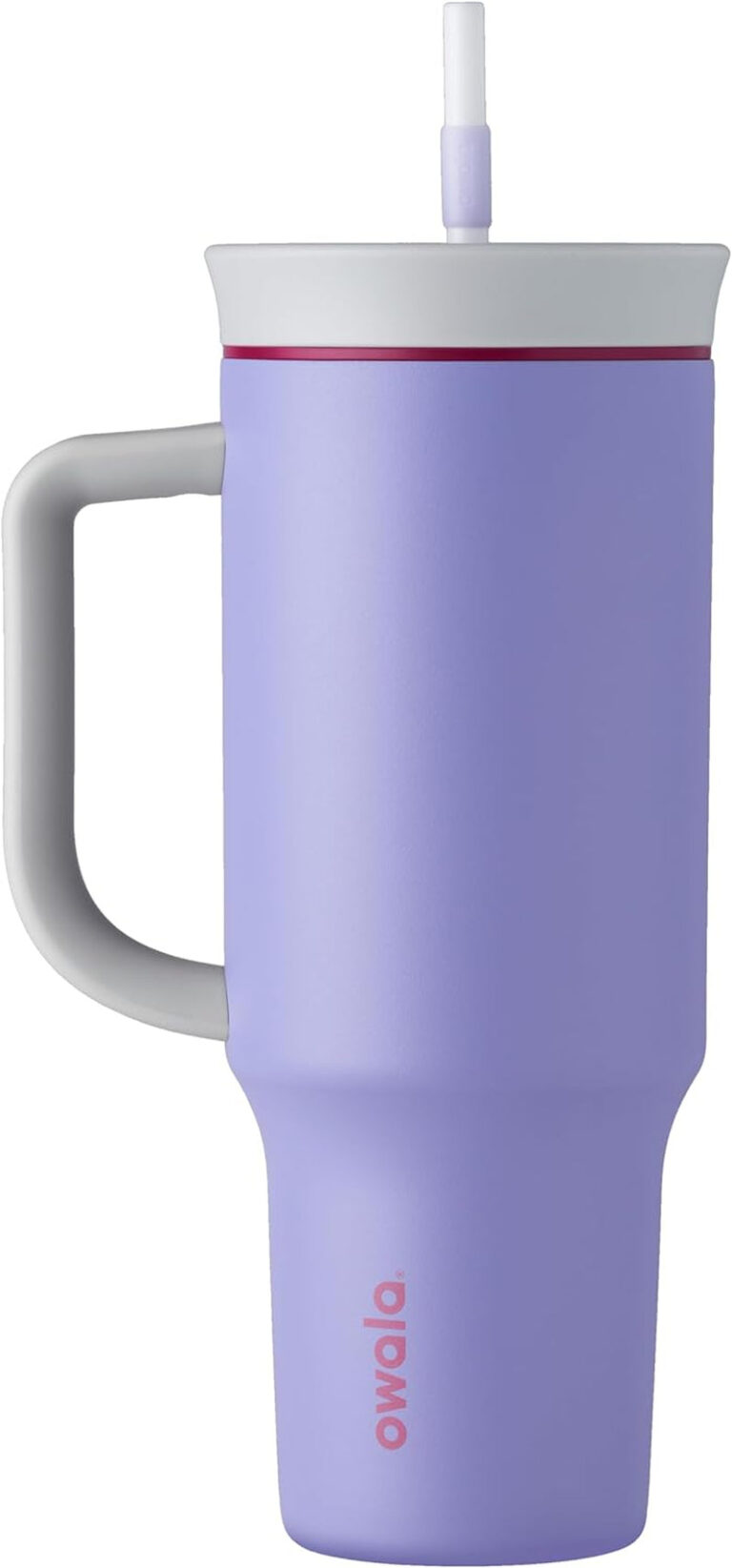 Owala Stainless Steel Triple Layer Insulated Travel Tumbler with Spill Resistant Lid, Straw, and Carry Handle, BPA Free, 40 Oz, Light Purple (Whimsical Daydream)