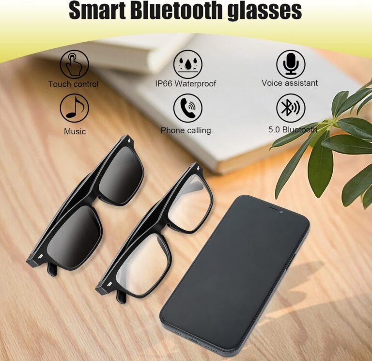 Smart Glasses,Wireless Bluetooth,Ip5 Waterproof,Bone Conduction Sound (Music&Call) for All Smart Devices - Polarized Lens Sunglasses