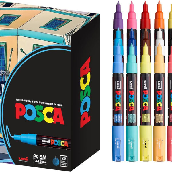 21 Posca Paint Markers,1M Extra Fine Posca Markers with Replaceable Tips,Posca Marker Set of Acrylic Paint Pens | Posca Pens for Art Supplies,Fabric Paint,Fabric Markers,Paint Pen,Art Markers