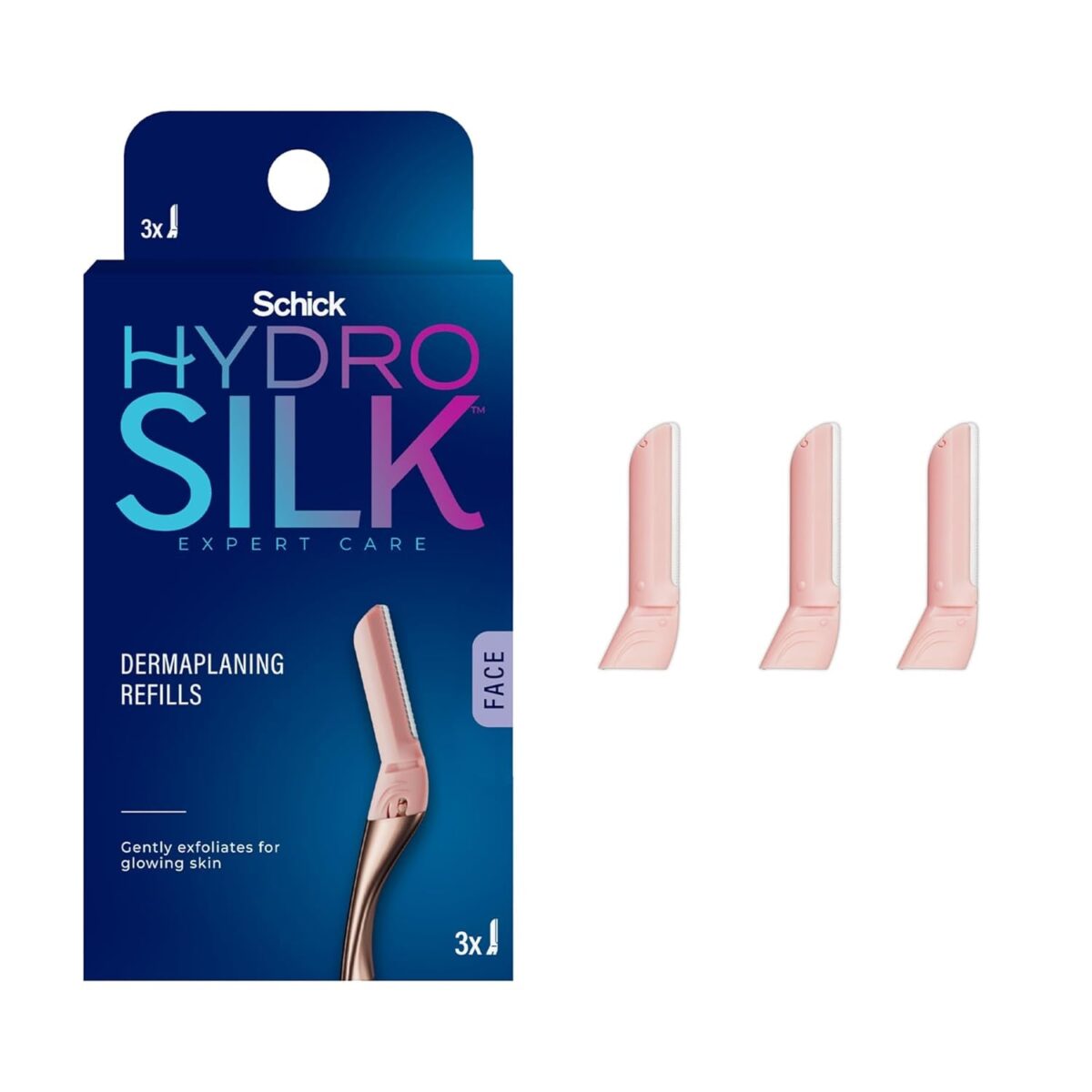 Schick Hydro Silk Dermaplaning Wand for Face with 6 Refill Blades | Dermaplane Peach Fuzz Remover, Eyebrow Razor, Face Razor, Facial Razor, Professional Style Skincare Tool