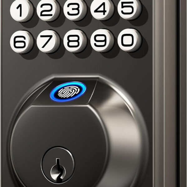 Veise Fingerprint Door Lock, Keyless Entry Door Lock, Electronic Keypad Deadbolt, Biometric Smart Locks for Front Door, Auto Lock, Anti-Peeking Password, Easy Install, Matte Black