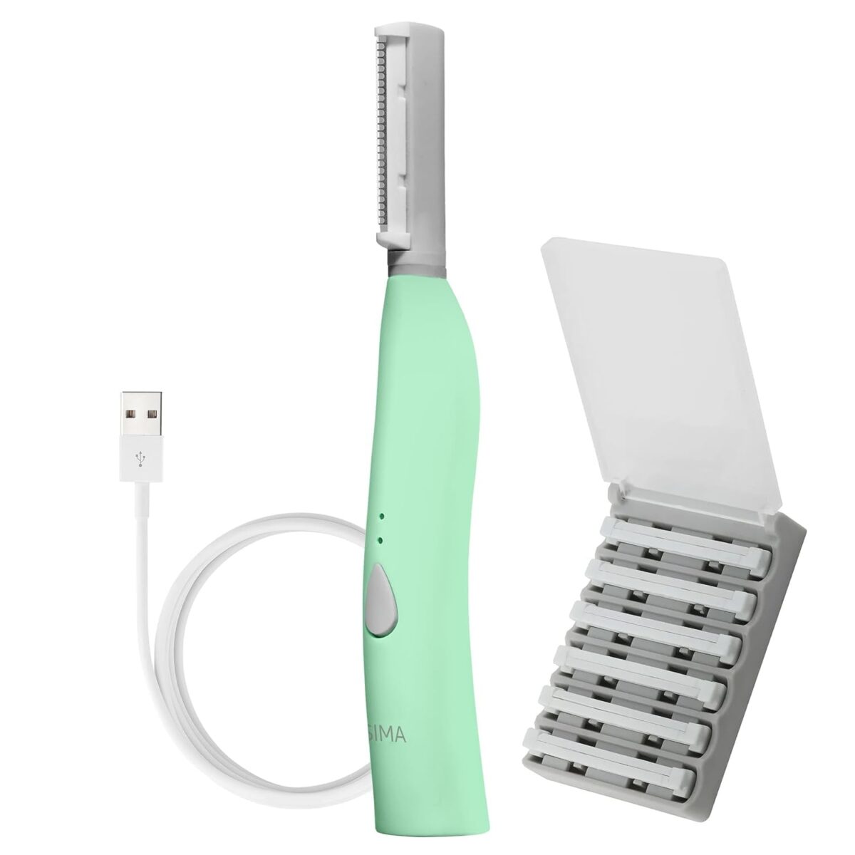 SPA SCIENCES - SIMA Sonic Dermaplaning Tool - Patented Painless 2 in 1 Facial Exfoliation & Peach Fuzz-Hair Removal System W/ 7 Weeks Treatment Included - Anti-Aging – 3 Speeds – Rechargeable