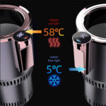 2-In-1 Smart Car Cup Warmer Cooler, Auto Car Cooling and Heating Cup Mug Holder with LED Temperature Display, Touch Control, Keep Beverage Cool and Warm Fits in Commuter Road Tripper