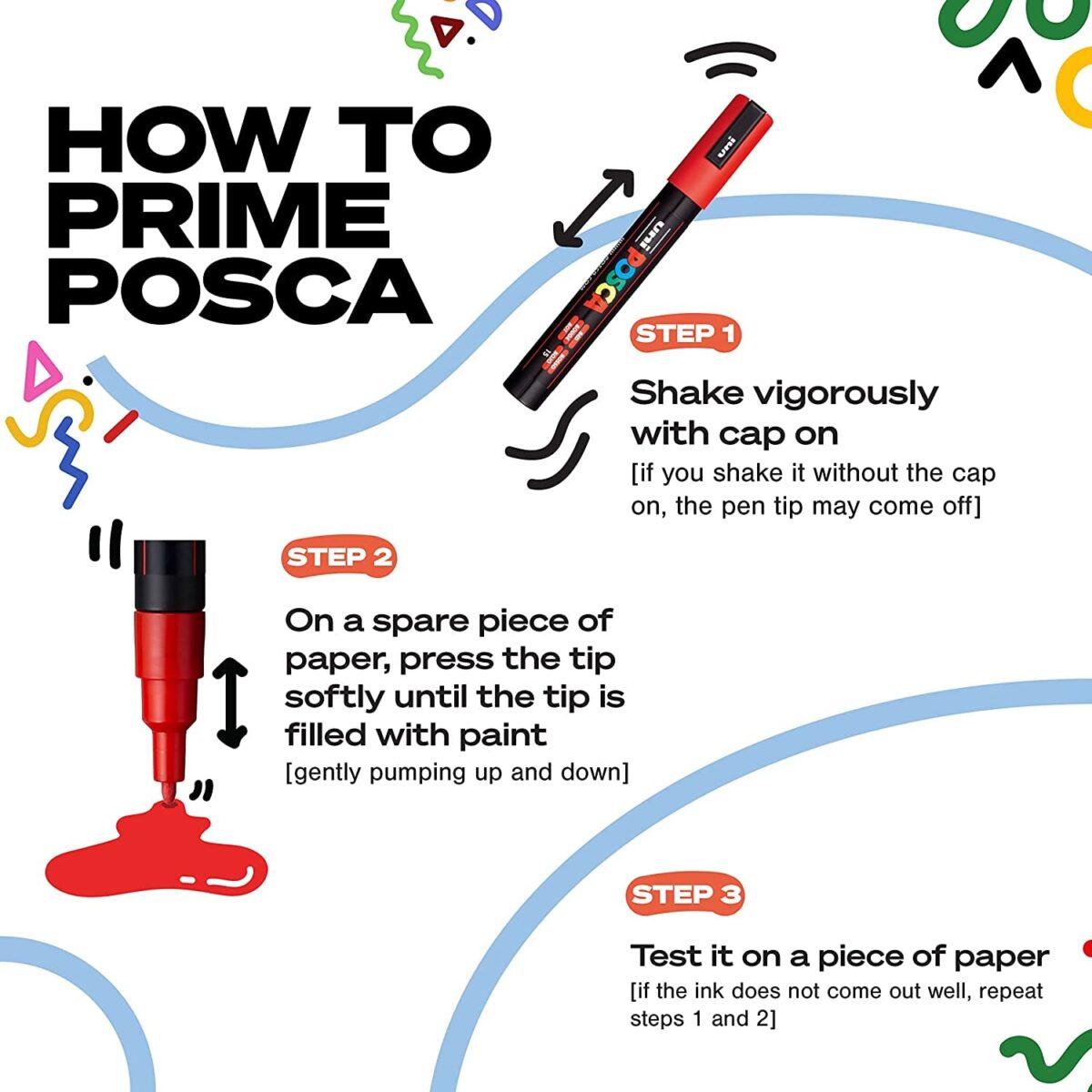 Posca Markers Set, 8 Medium Paint Markers 5M – Warm Tones – Ivory, Beige, Apricot, Ochre, Bright Yellow, Ruby Red, Dark Red, Cacao Brown