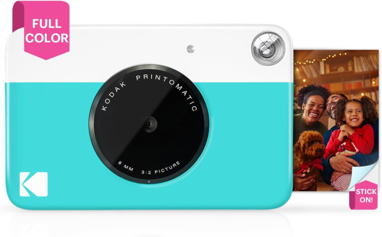 KODAK Printomatic Full-Color Instant Print Digital Camera - Colorful Photos on Zink 2X3" Sticky-Back Photo Paper - 5MP, Portable, Creative Fun Gift for Birthday, Christmas, Holiday - Blue