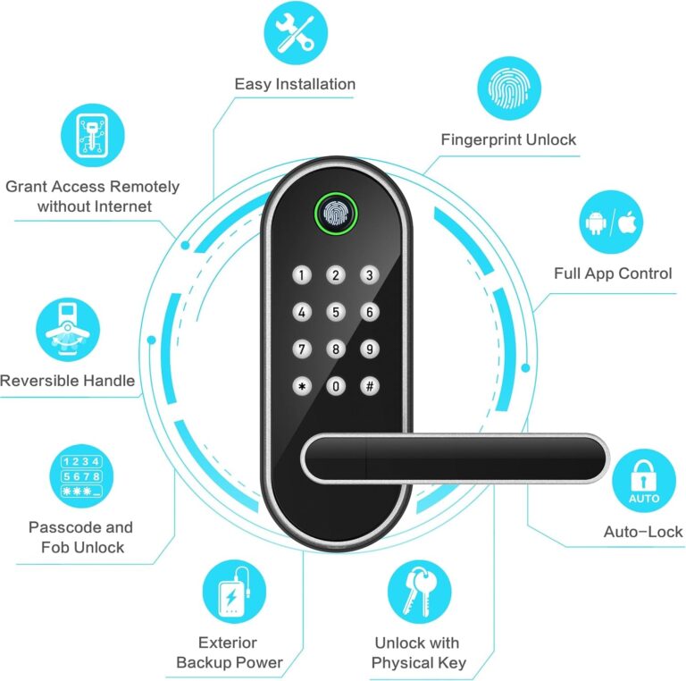 Keyless-Entry Fingerprint Smart Door Lock: Sifely Digital Electronic Lock with Code Passcode, Electric Door Knob, Biometric Door Handle Lock, Perfect for Exterior/Interior/Entry/Bedroom Doors (Silver)