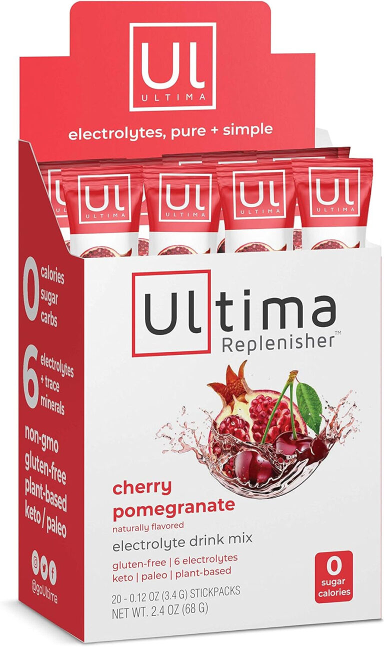 Ultima Replenisher Electrolyte Hydration Drink Mix, Cherry Pomegranate, 20 Serving Stickpack Box, No Sugar, No Carbs, No Calories, Keto, Gluten-Free, Non-Gmo, Vegan