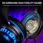 Pacrate Gaming Headset for Ps5/Ps4/Xbox One/Nintendo Switch/Pc/Mac, PS5 Headset with Microphone Xbox Headset with LED Lights, Noise Cancelling PS4 Headset for Kids Adults - Blue