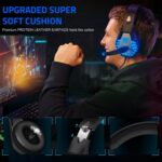 Gaming Headset with Microphone for PC PS4 PS5 Headset Noise Cancelling Gaming Headphones for Laptop Mac Switch Xbox One Headset with LED Lights Deep Bass for Kids Adults Deep Black