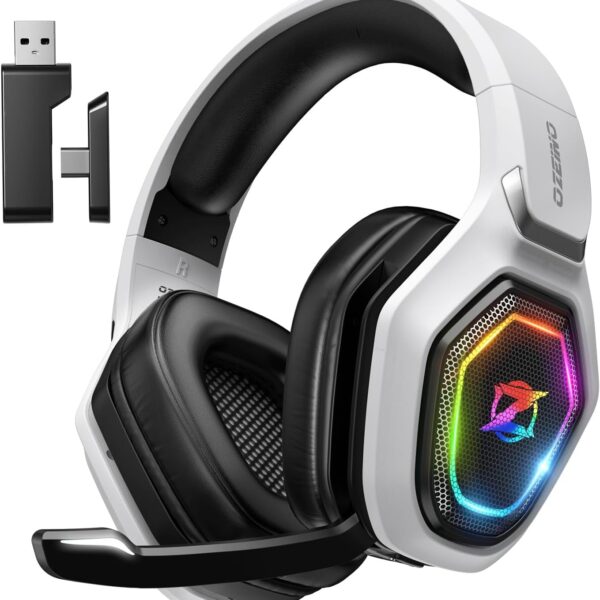 2.4Ghz Wireless Gaming Headset for PC, Ps5, Ps4 - Lossless Audio USB & Type-C Ultra Stable Gaming Headphones with Flip Microphone, 40-Hr Battery Gamer Headset for Switch, Laptop, Mobile, Mac