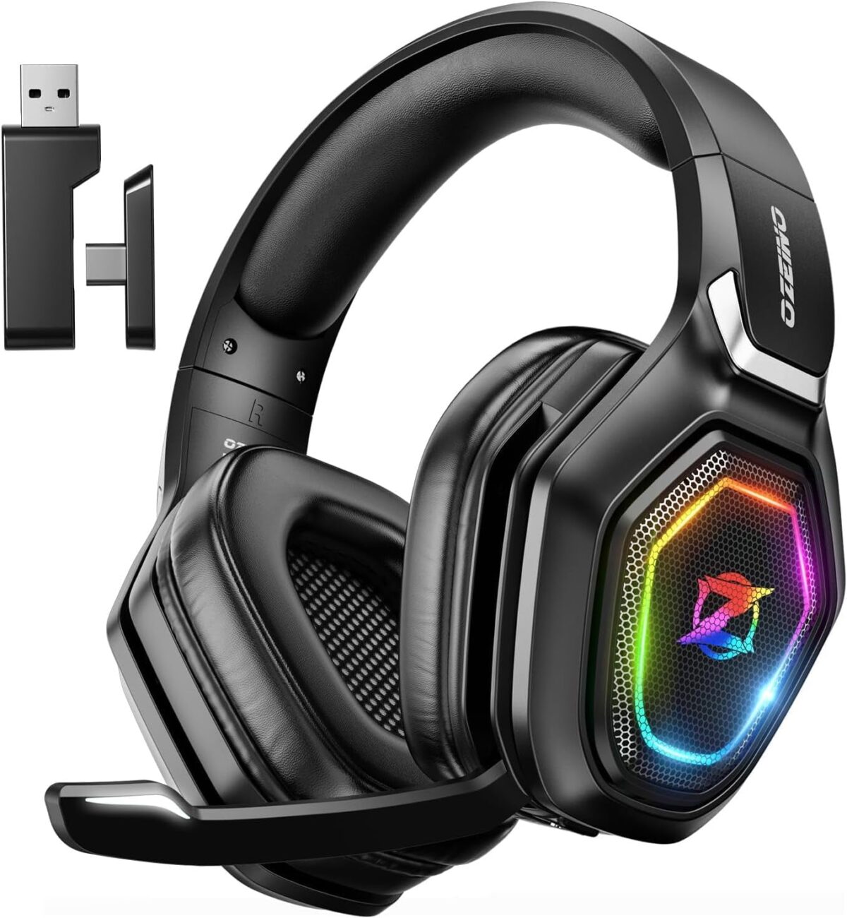 2.4Ghz Wireless Gaming Headset for PC, Ps5, Ps4 - Lossless Audio USB & Type-C Ultra Stable Gaming Headphones with Flip Microphone, 40-Hr Battery Gamer Headset for Switch, Laptop, Mobile, Mac