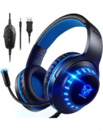 Pacrate Gaming Headset for Ps5/Ps4/Xbox One/Nintendo Switch/Pc/Mac, PS5 Headset with Microphone Xbox Headset with LED Lights, Noise Cancelling PS4 Headset for Kids Adults - Blue