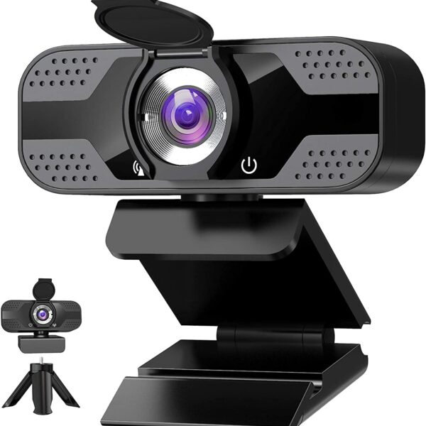 Webcam with Microphone for Desktop, 1080P HD USB Computer Cameras with Privacy Cover&Webcam Tripod, Streaming Webcam with Flexible Rotatable Wide Angle Webcam for PC Zoom Video/Gaming/Laptop/Skype