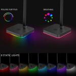 KAFRI RGB Headphone Stand with Wireless Charger Desk Gaming Headset Holder Hanger Rack with 10W/7.5W Fast Charge QI Wireless Charging Pad - Suitable for Gamer Desktop Table Game Earphone Accessories