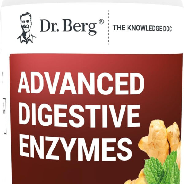 Dr. Berg Advanced Digestive Enzymes with Apple Cider Vinegar - Includes Digestive Health Ingredients like Betaine Hydrochloride (HCI), Ginger Root & Peppermint Leaf - 180 Tablets