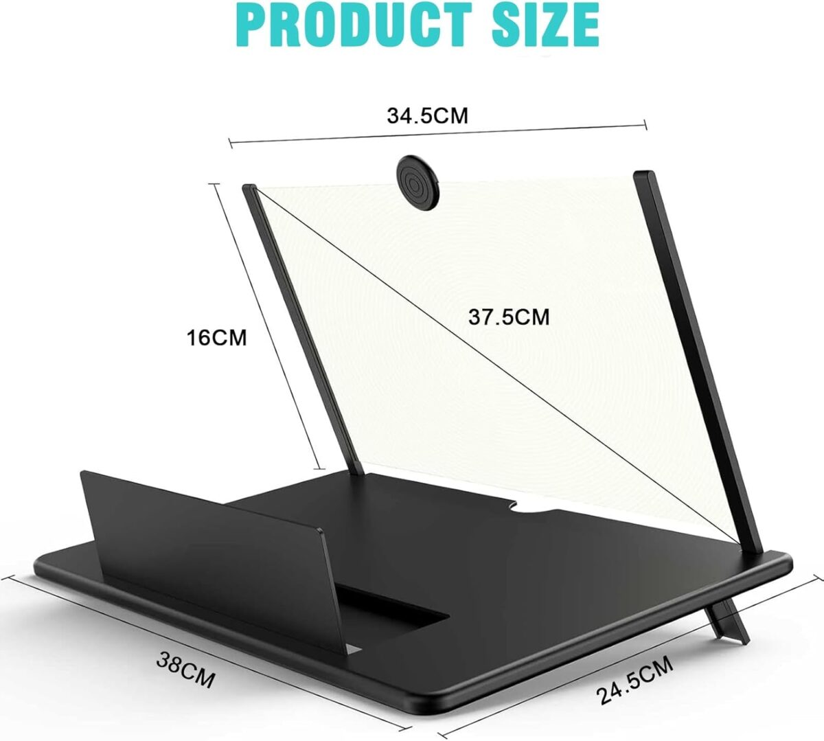 18" Screen Magnifier for Cell Phone, 3D HD Mobile Phone Magnifier Projector Screen for Movies, Videos and Gaming, Foldable Mobile Phone Stand Holder with Screen Magnifier, Supports All Smartphones