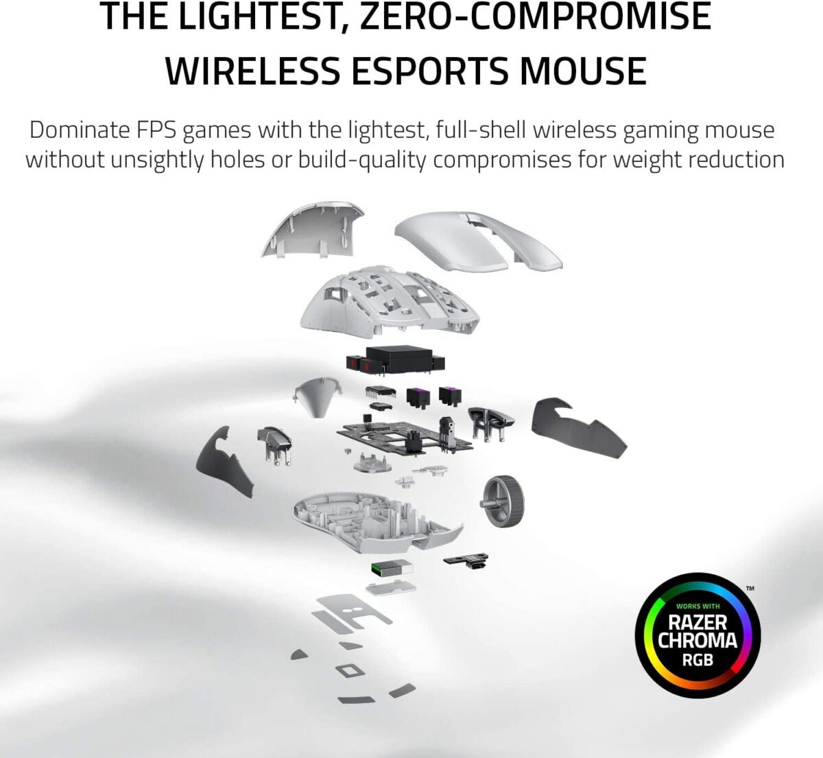 Razer Viper Ultimate Lightweight Wireless Gaming Mouse & RGB Charging Dock: Hyperspeed Wireless Technology - 20K DPI Optical Sensor - 74G Lightweight - 70 Hr Battery - Mercury White