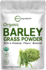 Micro Ingredients Organic Barley Grass Juice Powder, 10 Ounce, Cold Pressed, US Grown, Rich in Immune Vitamin, Fibers, Minerals, Antioxidants and Protein, Support Immune System and Digestion, Vegan