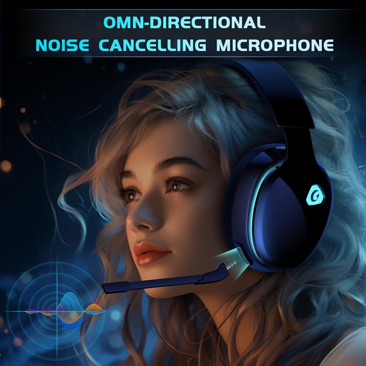 2.4Ghz Wireless Gaming Headphones for PS5, PS4 Fortnite & Call of Duty/Fps Gamers, PC, Nintendo Switch, Bluetooth 5.3 Gaming Headset with Noise Canceling Mic, Stereo Sound, 40+Hr Battery -Black