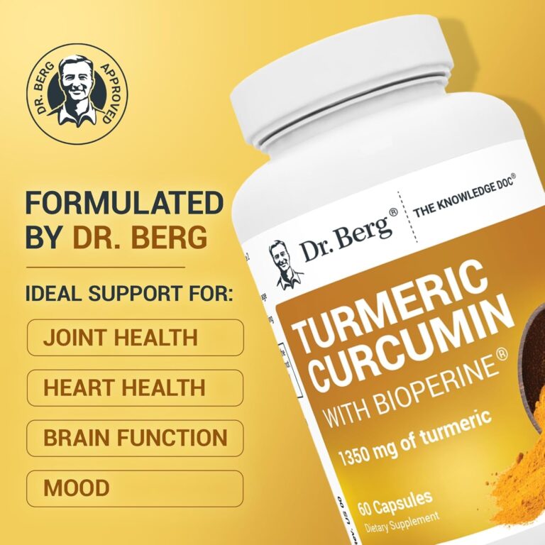 Dr. Berg (Only 2 per Day) Turmeric Supplement with Black Pepper (Bioperine) - 1350 Mg Turmeric Curcumin Supplement with 95% Curcuminoids – Turmeric Curcumin with Black Pepper – 60 Turmeric Capsules