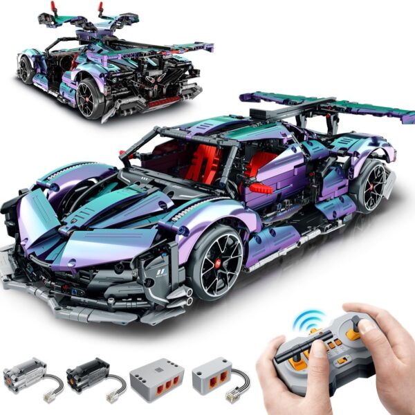 BAV Super Plated Sports Car Building Kits, Adult Collectible Model and Race Engineering Toy Set, 1:10 Scale Electric Driftable Remote Control Sports Car for Adults Men Teens